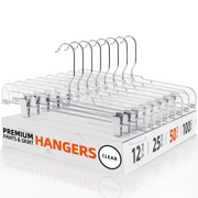 Cozymood Plastic Pants Hangers with Clips, 50 Pack Clothes Hangers- Clear, 14 inch