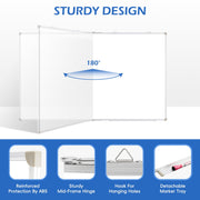 Dollar Boss Large Magnetic Double-Sided Dry Erase Whiteboard, Foldable, Aluminum Frame, Wall Mounted, 40in x 60in