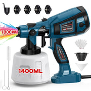 Purevigil LSPQ0112BBQN Paint Sprayer 1000W HVLP High Power Electric Spray Paint Gun 1400ml High Capacity Container