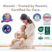 MANEKI Baby Disposable Diapers Size 4, Super Absorbent, Hypoallergenic, Breathable, Up to 12-Hour Leak Protection, 100 Count, BD4179B