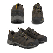 Burudani Men's Waterproof Hiking Boots, Ankle-High, Wide Fit, Lace-Up, Size: 7, Brown Black Tan