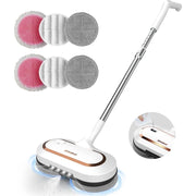 AlfaBot S2-AAA Cordless Electric Mop, Dual-Motor Spin Mop with LED Headlight, 13.6oz Water Tank, Self-Propelled Floor Cleaner for Multi-Surface, Adjustable Handle, Up to 60 mins Runtime, S2-AAA