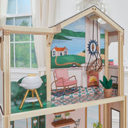 KidKraft Click & Play Fully Assembled Pop-Up Wooden Dollhouse with 50 Accessories, Brown, Wood, 20658