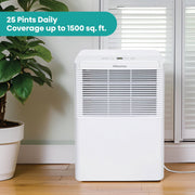 Hisense 35 Pint Compact Dehumidifier, 3000 Sq. Ft. Coverage, Slide-Out Bucket, Energy Star Certified, White, ADH35K26