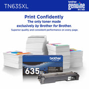 Brother Genuine TN635XLBK High Yield Black Printer Toner Cartridge, 5,500 Page Yield