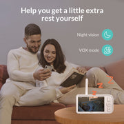 Netvue Baby Monitor with 1080P HD Camera, 5-Inch Screen, Sleep Quality Analysis, Temperature and Humidity Monitoring, White