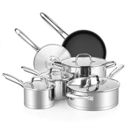Vesteel 10-Piece Stainless Steel Pots and Pans Sets, Kitchen Cookware Set of 6