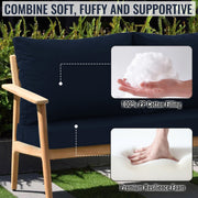 Geemuslly Outdoor Loveseat Cushion Set, Waterproof Fade-Resistant Olefin Fabric, Thick 5-Inch Seat and Back Cushions, Blue, 48 x 24 in