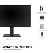 ViewSonic VG2752-2K 27-Inch QHD IPS Monitor, 100Hz Refresh Rate, USB-C with 65W Charging, HDMI, DisplayPort, Ergonomic Stand with Tilt Swivel Pivot Height Adjust, USB Hub