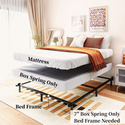 Bedsnus 7 Inch Queen Heavy Duty Metal Box Spring Mattress Foundation with Fabric Cover BSBS2504-7