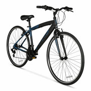 Hyper Bicycles HYP-T700-3500 700c Men's Spin Fit Hybrid Bike, Adults Ages 14+, Black/Blue