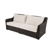 Better Homes & Gardens Bellamy Outdoor Patio Sofa, Dark Brown Wicker with Cream Cushions, 3-Seater, BH57STWMTS27803