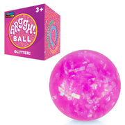 Power Your Fun Arggh Glitter Stress Ball, Medium Pink, 4 in Diameter, Squishy Fidget Sensory Toy for Kids and Adults