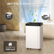 Rocyis 1909 70 Pint 4,500 sq. ft. Dehumidifier Auto Shut off, 0.8 Gal Water Tank Capacity