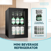 SIMZLIFE WC-6B Mini Beverage Refrigerator, Portable Wine Cooler, 0.6 Cubic Feet, Black