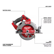 Milwaukee 2834-20 M18 FUEL 18V Lithium-Ion Brushless Cordless 7-1/4 in. Circular Saw (Tool-Only)