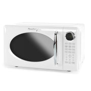 Nostalgia Retro Countertop Microwave Oven, 0.7 Cu Ft, 700-Watt, 8 Auto Cook Programs, Digital Clock, White