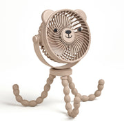 Itzy Ritzy Stroller Fan, Rechargeable Fan with Wraparound Legs (Bear), Theo the Bear Taupe
