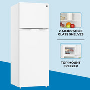 Kenmore KKTMWM7.4-W Top-Freezer Refrigerator, 7.5 Cu Ft Capacity, Energy Star Certified Compressor, Adjustable Glass Shelves, Full-Width Crisper Drawer, Reversible Door, White