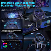 PXN V900 GEN2 Racing Wheel with Magnetic Sensor, Dual Rotation 270/900, RGB Pedals, Type-C Connectivity for PC, PS4, Xbox, Switch