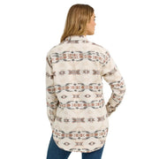 Wrangler Women's Retro Aztec Print Unlined Boyfriend Fit Shacket, Cream Multi, Large