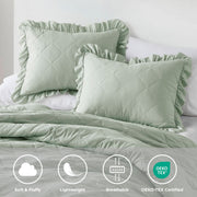 Regency Heights Comforter Set, Quilted Diamond Pattern with Ruffled Edges, Pre-Washed Microfiber, 3-Piece, King/Cal King Pink