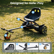 Magic Hover Self Balancing Scooter Go Kart Seat Attachment with Adjustable Frame, Double Shock Absorption, 360 Rotating Off-Road Wheel, Black, HK2