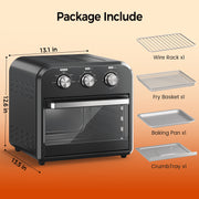 HOMSHADE AF008 Toaster Oven Air Fryer Combo, 5-in-1 Convection Oven with 1300W, 15QT Capacity, Black