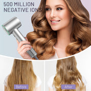 Purevigil High-Speed Ionic Hair Dryer, 1500W, 150000 RPM Brushless Motor, 500M Negative Ions, Quiet Under 51 dB, Intelligent Temperature Control, Gray, V ZCY883-7