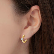 Brilliance Fine Jewelry 1/3 Ct Lab Grown Diamond Women's 14k Gold Plated Pear Hoop Huggie Earrings -Sterling Silver