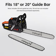 Vipsafe 58cc Gas Chainsaw, 20-Inch Low-Kickback Laminated Bar, 2-Cycle Engine, Triple Anti-Vibration System, Chain Brake, Rear Handle, Black and Red