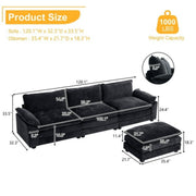 Ktaxon 120 W Sectional Sofa Modern Convertible Couch w/Double Cushions L Shaped Sofa, Black - Durable