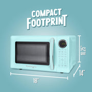 Nostalgia Retro 700W Countertop Microwave Oven, 0.7 Cu Ft Capacity, Aqua, 8 Auto Cook Programs, LED Display, Rotating Glass Turntable, NRMOPMSW7AQ6A