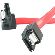 StarTech.com SATA Cable, 12in Latching with Right Angle Male to Male Connector, Red, LSATA12RA1