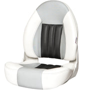Tempress ProBax Orthopedic Folding High Back Boat Seat, White Gray Carbon, Marine Grade Vinyl, Stainless Steel Hardware, 68454