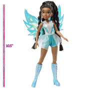 Playmates Toys Winx Club Aisha Fairy Doll, 10.5-Inch, Metallic Pink Glitter Outfit, Removable Translucent Wings, Poseable