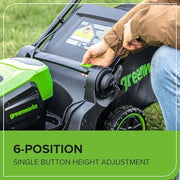 Greenworks 60V 17 in. Brushless Cordless Push Lawn Mower, 2-in-1 Mulching and Bagging, 4.0Ah Battery and Charger, MO60L419