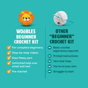 The Woobles Beginner Crochet Amigurumi Kit, Andy the Owl, Easy Peasy Cotton-Nylon Yarn, Ergonomic Hook, Step-by-Step Video Tutorials