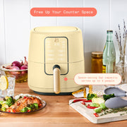 Made By Gather Beautiful 3 Qt Air Fryer with TurboCrisp Technology, EverGood Ceramic Nonstick Coating, Buttercream, Digital Touch Display, 29432