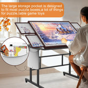 G TALECO GEAR Jigsaw Puzzle Table with Four Felt-Lined Drawers, Five Adjustable Angles, Pet-Proof Cover, Coffee Color, 35