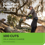 Greenworks 2019202 Pro 60V 16 in. Brushless Cordless 2kW Chainsaw with 2.5 Ah Battery and Charger