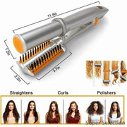 2-in-1 Rotating Hair Styler Automatic Curling Iron Brush with Ceramic Tourmaline Plates