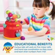 Battat Numbers & Colors Gumball Machine Educational Toddler Toy with 10 Colorful Number Balls, Red, BT4674Z