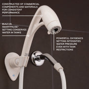 Oxygenics BodySpa Adventure RV Handheld Shower Head, 3 Spray Settings, White, 72-Inch Hose, 25788