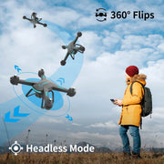 WeFone JY03 Drone with 1080P HD Camera for Adults and Kids, FPV RC Quadcopter with LED Lights and Optical flow Sensor, 2 Batteries, Black
