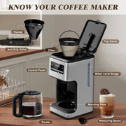 Havato 14-Cup Drip Coffee Maker, Stylish Compact Silver Coffee Machine with One-Click Operation, Energy Efficient, CM9451-ULZYP