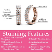Cate & Chloe Alice 18k Rose Gold Plated 17mm Hoop Earrings with Swarovski Crystals Gift for Women, Rose Gold