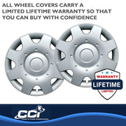 Coast2Coast 16 Inch Silver 8 Spoke Automotive Hubcaps Set of 4 with Metal Clip Retention System IWC180/16S