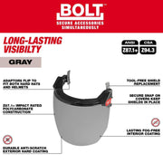 Milwaukee 48-73-1425 Bolt Full Face Shield - Gray Dual Coat Lens (Compatible with Safety Helmets & Hard Hats)
