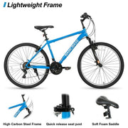 Hiland BAMC031bl-26 27.5 Inch High-Tensile Steel Frame Mountain Bike, Blue